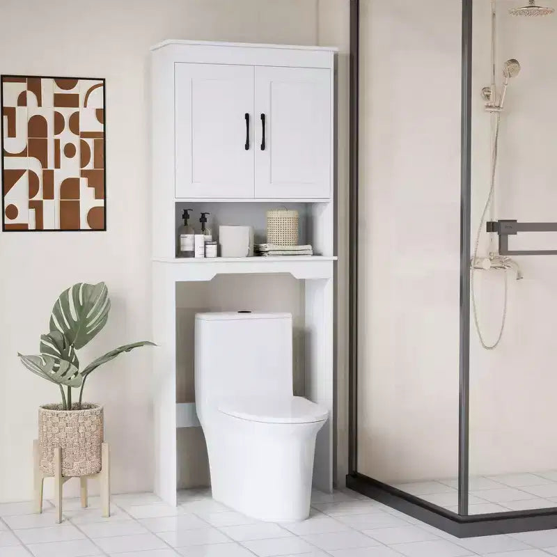 Costway Over The Toilet Storage Cabinet Bathroom Organizer w/ Adjustable Shelf