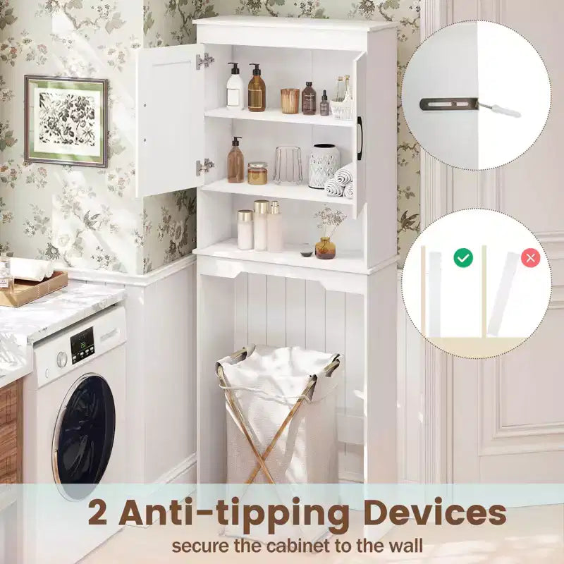 Costway Over The Toilet Storage Cabinet Bathroom Organizer w/ Adjustable Shelf