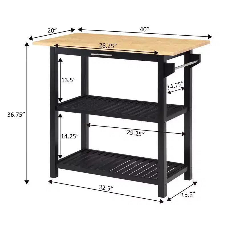 Designs2Go 3 Tier Butcher Block Kitchen Prep Island with Drawer - Breighton Home