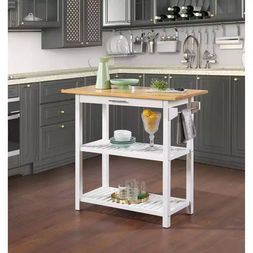 Designs2Go 3 Tier Butcher Block Kitchen Prep Island with Drawer - Breighton Home