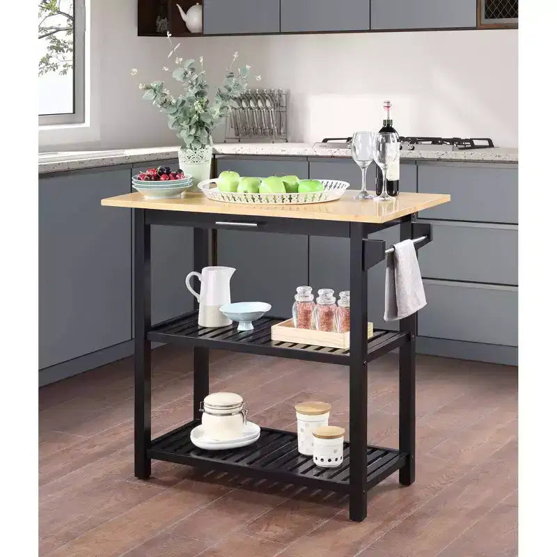 Designs2Go 3 Tier Butcher Block Kitchen Prep Island with Drawer - Breighton Home