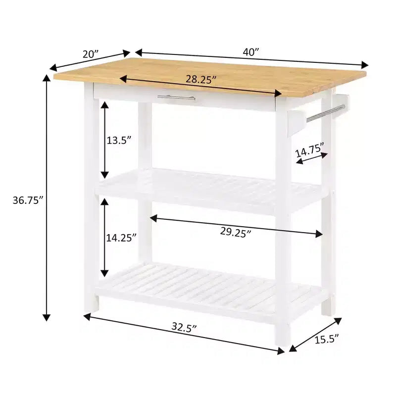 Designs2Go 3 Tier Butcher Block Kitchen Prep Island with Drawer - Breighton Home