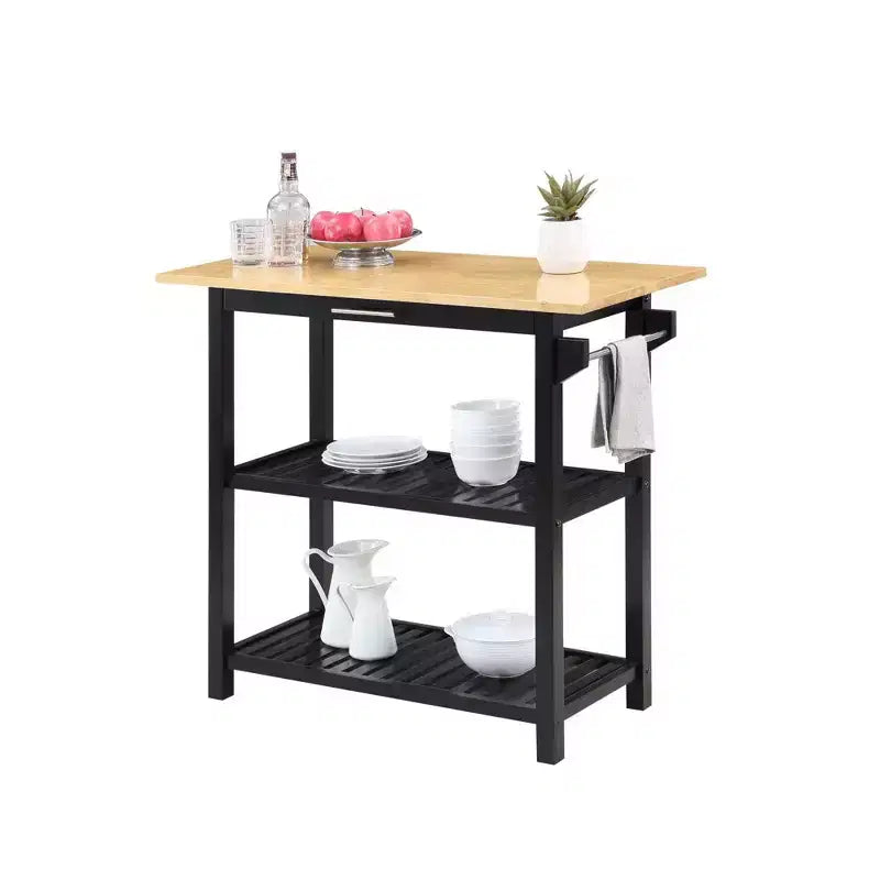 Designs2Go 3 Tier Butcher Block Kitchen Prep Island with Drawer - Breighton Home