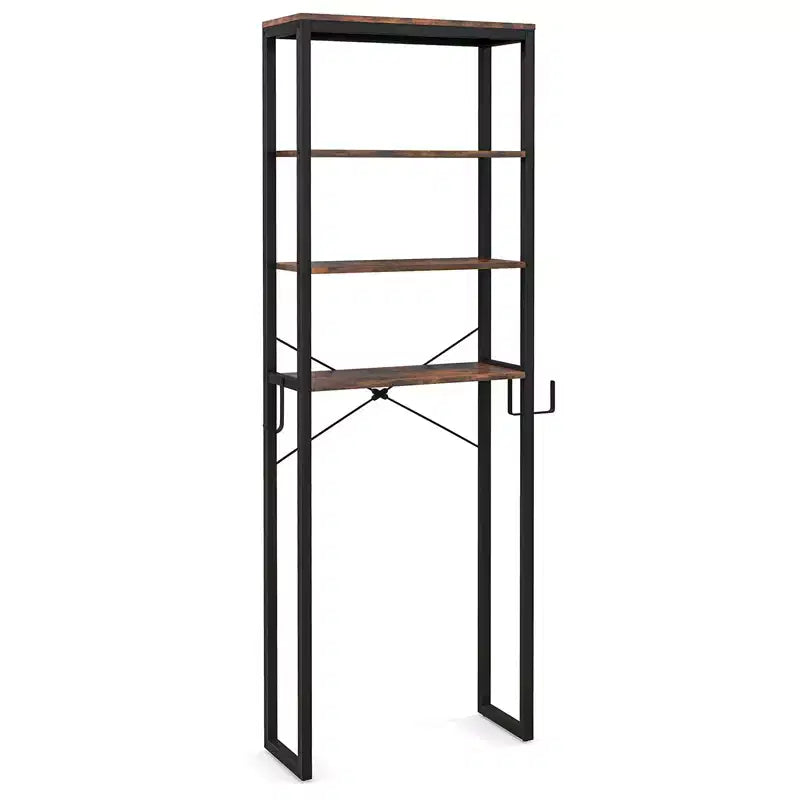Costway Bathroom 4-Tier Over the Toilet Storage Rack Freestanding Organizer Rustic Brown