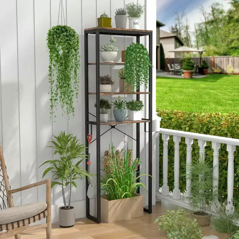 Costway Bathroom 4-Tier Over the Toilet Storage Rack Freestanding Organizer Rustic Brown