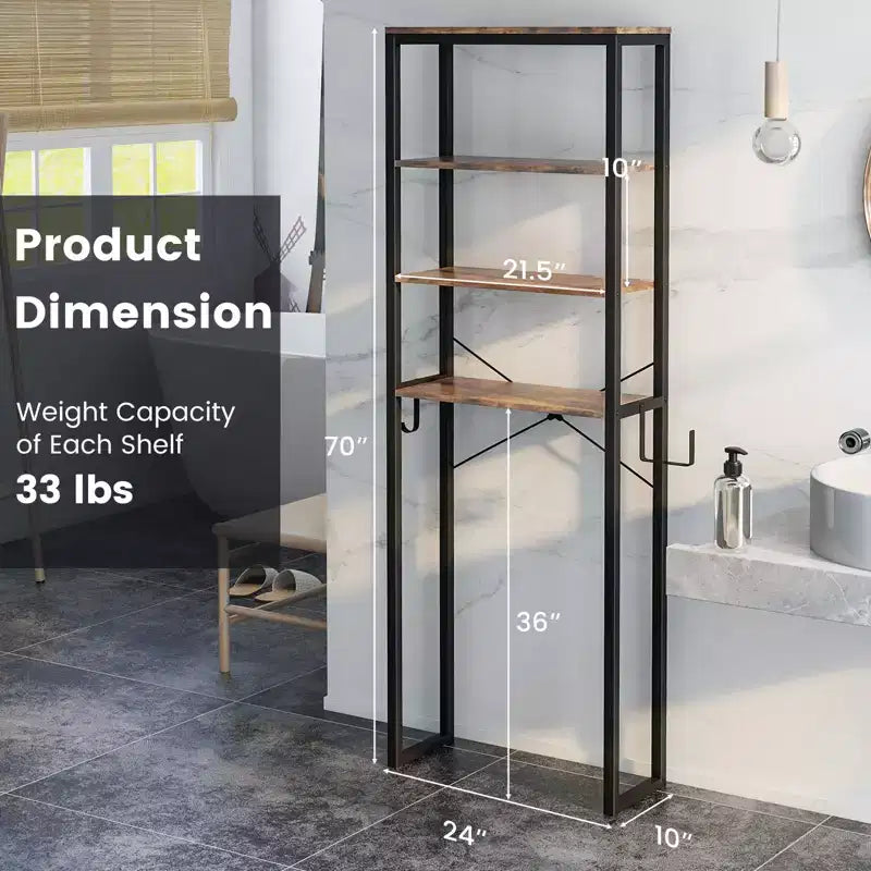 Costway Bathroom 4-Tier Over the Toilet Storage Rack Freestanding Organizer Rustic Brown