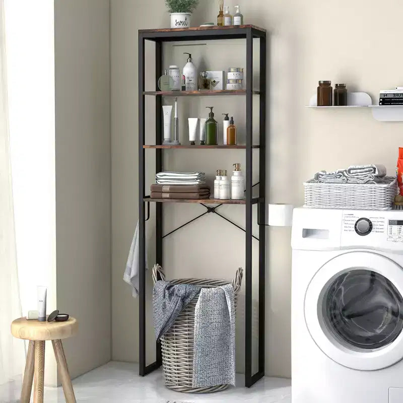 Costway Bathroom 4-Tier Over the Toilet Storage Rack Freestanding Organizer Rustic Brown