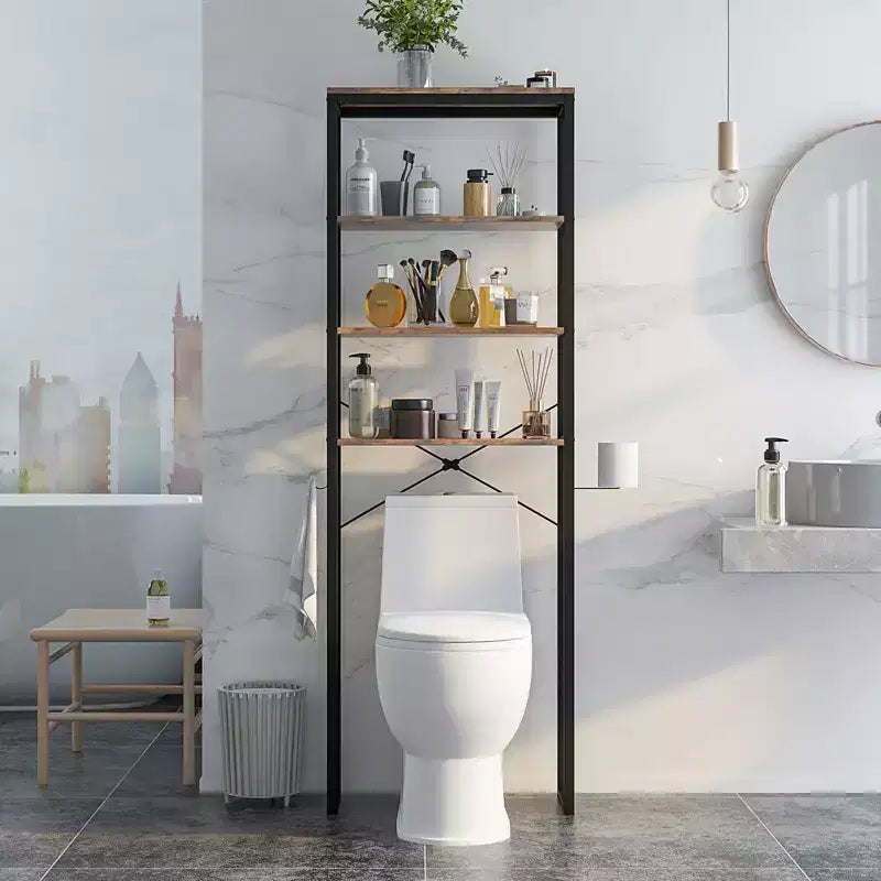 Costway Bathroom 4-Tier Over the Toilet Storage Rack Freestanding Organizer Rustic Brown