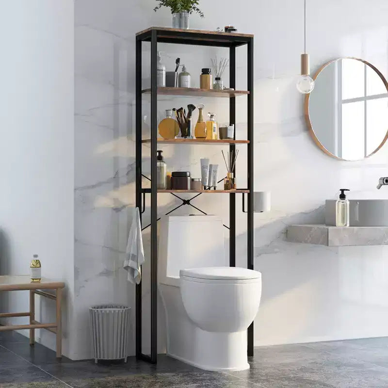 Costway Bathroom 4-Tier Over the Toilet Storage Rack Freestanding Organizer Rustic Brown