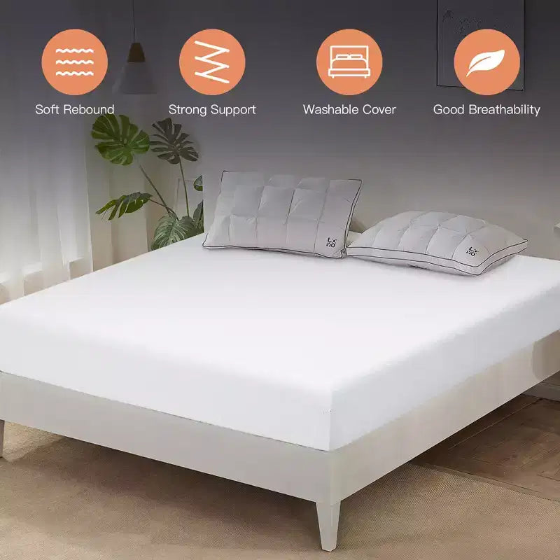 Costway Full\Twin\Queen\King Size 8'' Foam Mattress Jacquard Medium Firm Bed-in-a-Box Bed Room W/Removable Cover