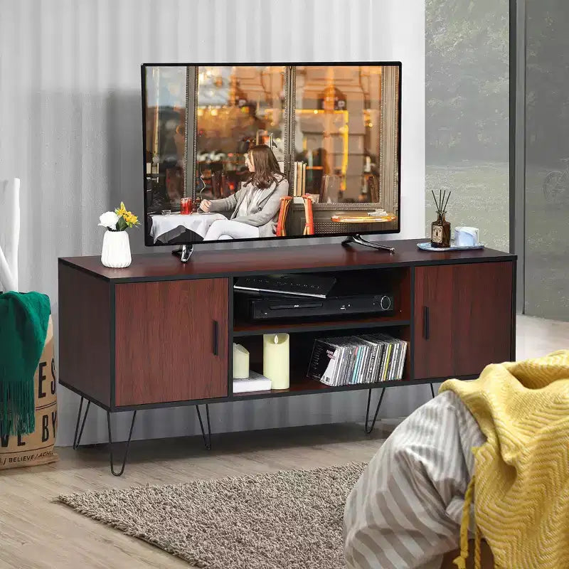 Costway 59'' TV Stand Entertainment Center Media Console Storage Cabinet Shelf