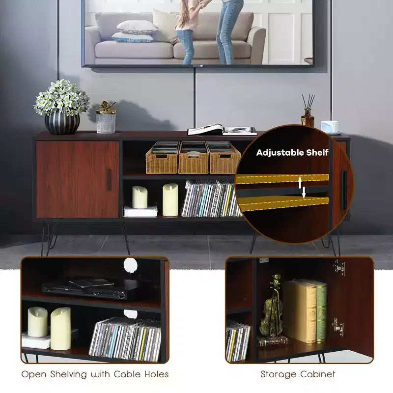 Costway 59'' TV Stand Entertainment Center Media Console Storage Cabinet Shelf