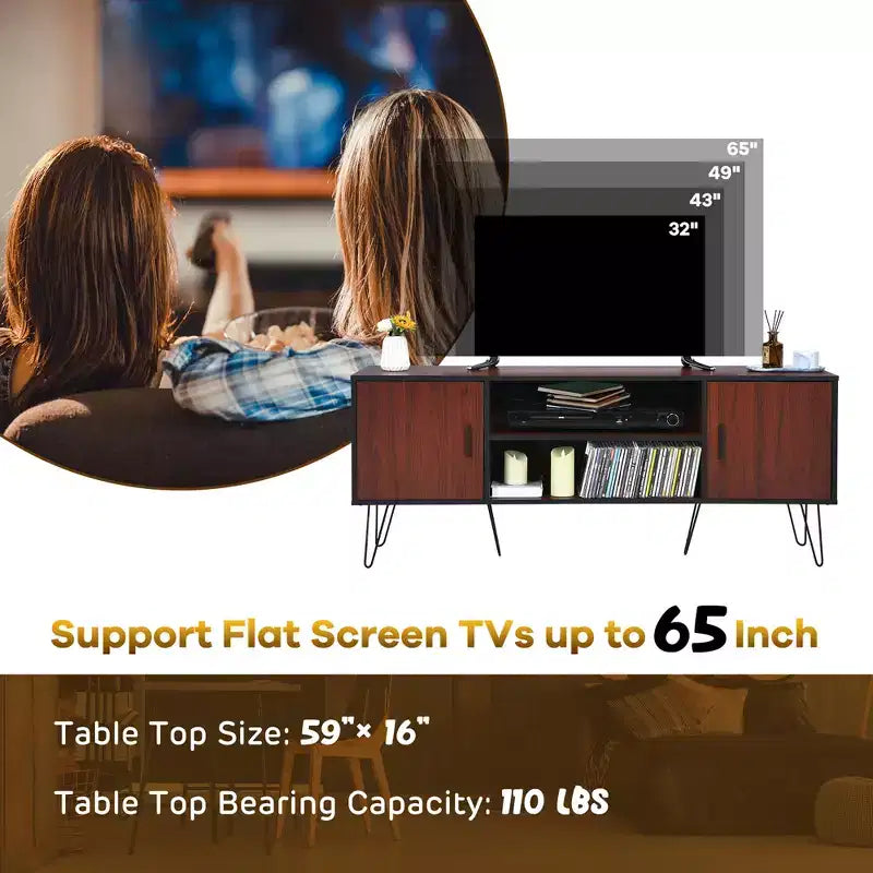 Costway 59'' TV Stand Entertainment Center Media Console Storage Cabinet Shelf