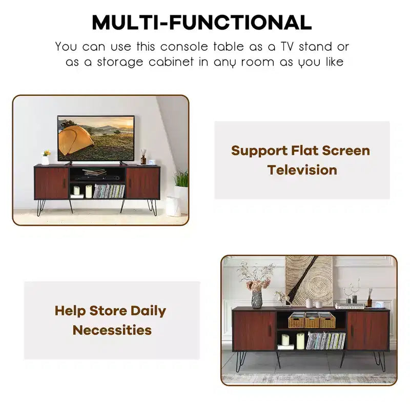 Costway 59'' TV Stand Entertainment Center Media Console Storage Cabinet Shelf