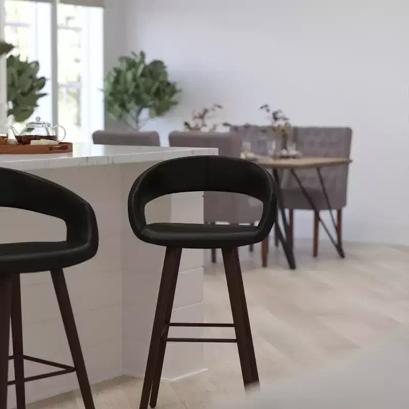 Merrick Lane Wood Ultramodern Bar Counter Stool With Upholstered Seat