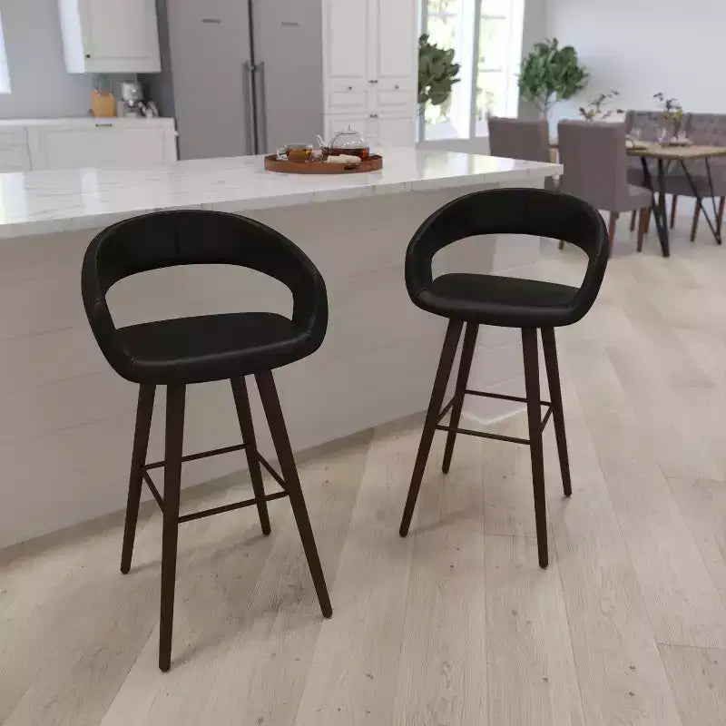 Merrick Lane Wood Ultramodern Bar Counter Stool With Upholstered Seat