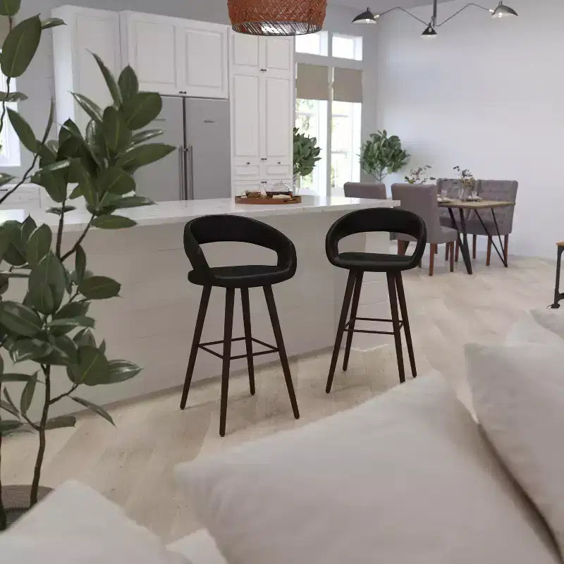 Merrick Lane Wood Ultramodern Bar Counter Stool With Upholstered Seat