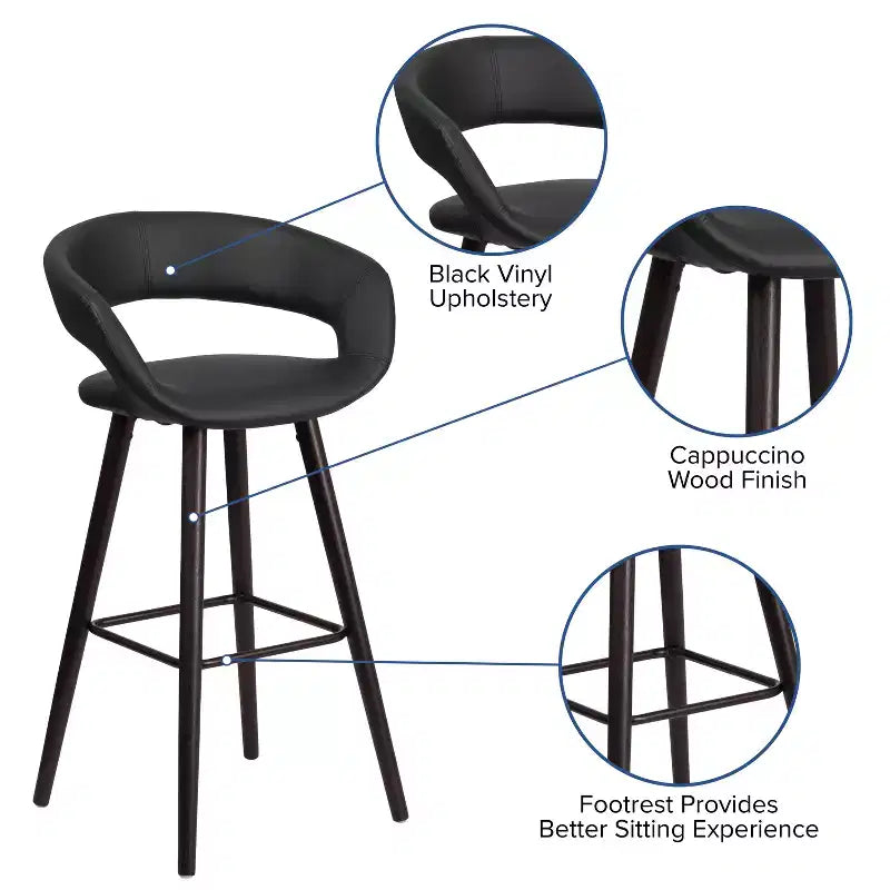 Merrick Lane Wood Ultramodern Bar Counter Stool With Upholstered Seat
