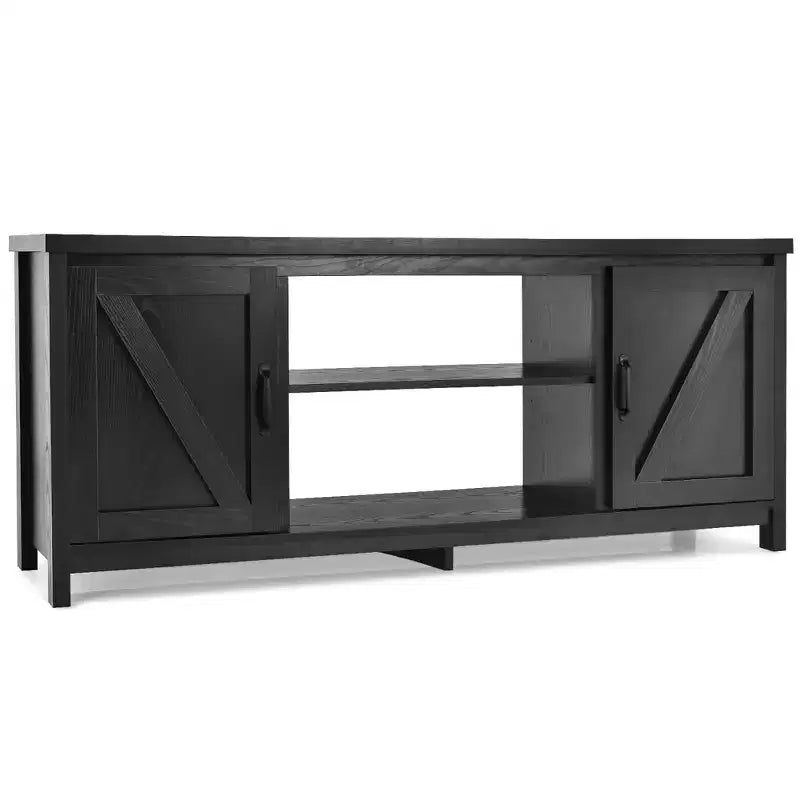 Costway 59'' TV Stand Media Console Center w/ Storage Cabinet for 65'' TV Natural\Black\Coffee