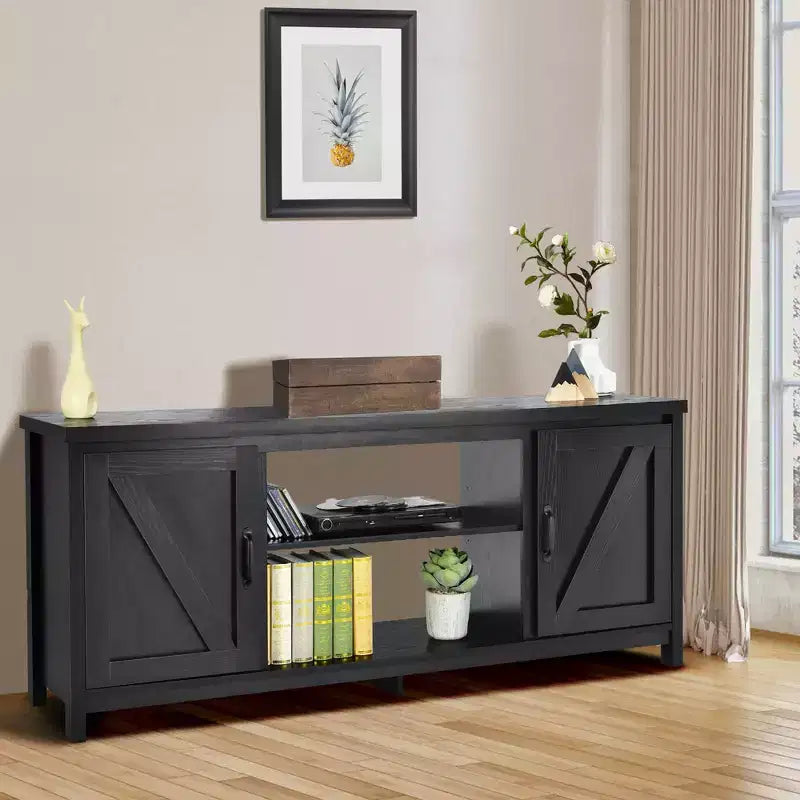 Costway 59'' TV Stand Media Console Center w/ Storage Cabinet for 65'' TV Natural\Black\Coffee