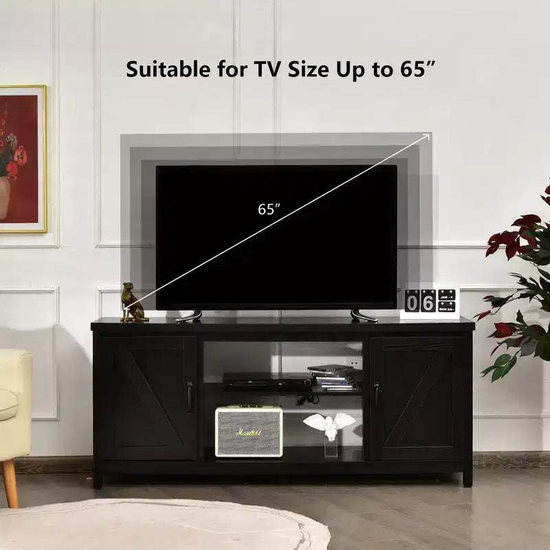 Costway 59'' TV Stand Media Console Center w/ Storage Cabinet for 65'' TV Natural\Black\Coffee