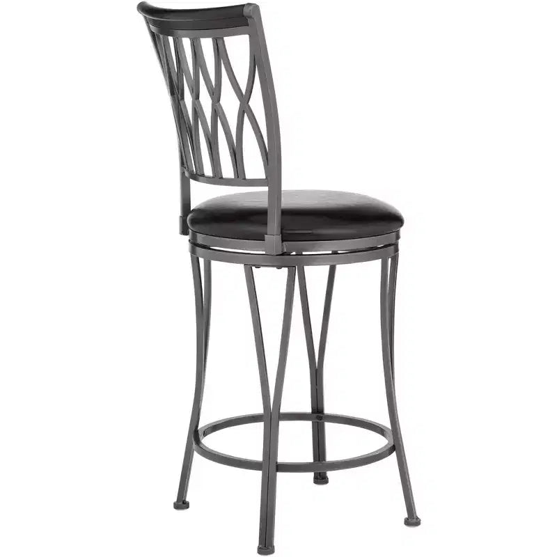 Elm Lane Dominick Black Metal Swivel Bar Stools Set of 2 24 1/2 High Traditional Round Upholstered Cushion with Backrest Footrest for Kitchen Counter