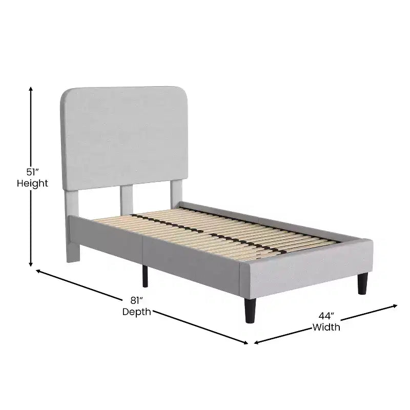 Merrick Lane Platform Bed with Headboard - Upholstered Frame - 14 Wooden Slats - No Box Spring Required