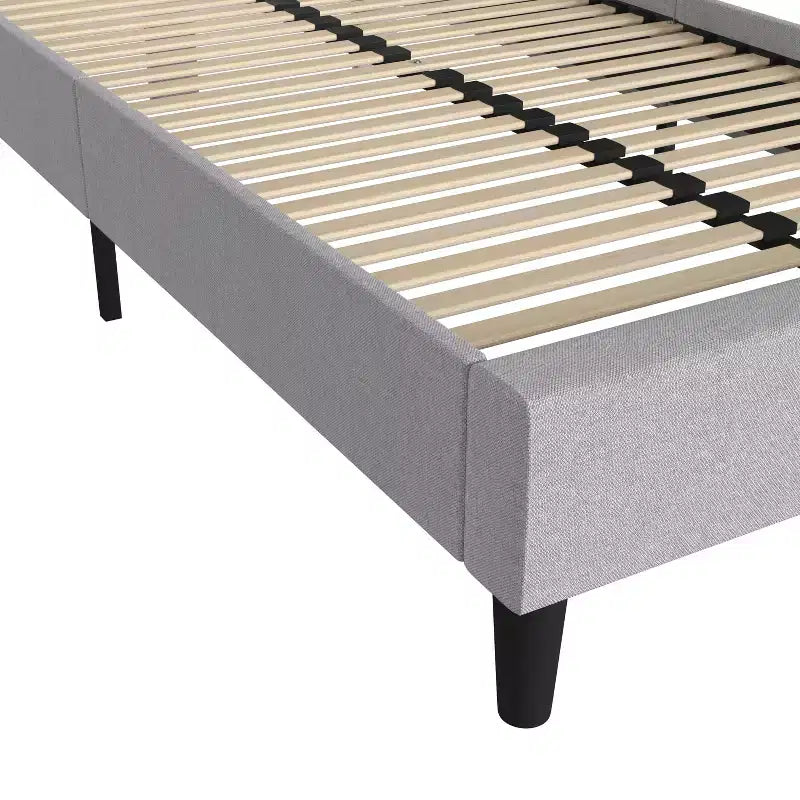 Merrick Lane Platform Bed with Headboard - Upholstered Frame - 14 Wooden Slats - No Box Spring Required