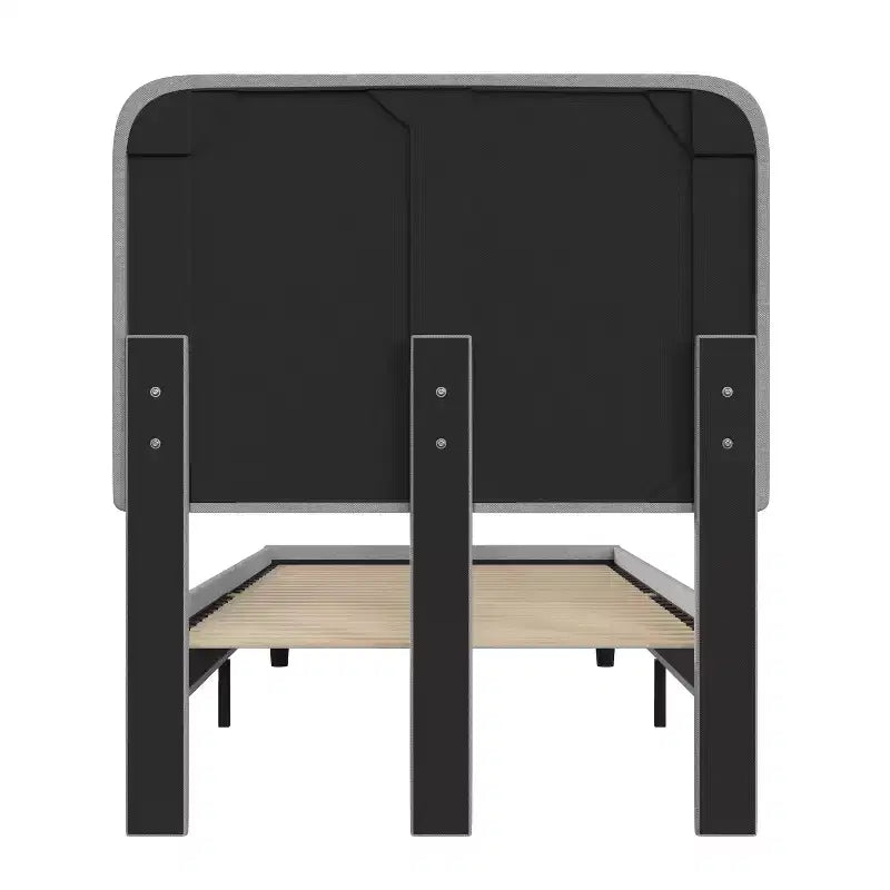 Merrick Lane Platform Bed with Headboard - Upholstered Frame - 14 Wooden Slats - No Box Spring Required