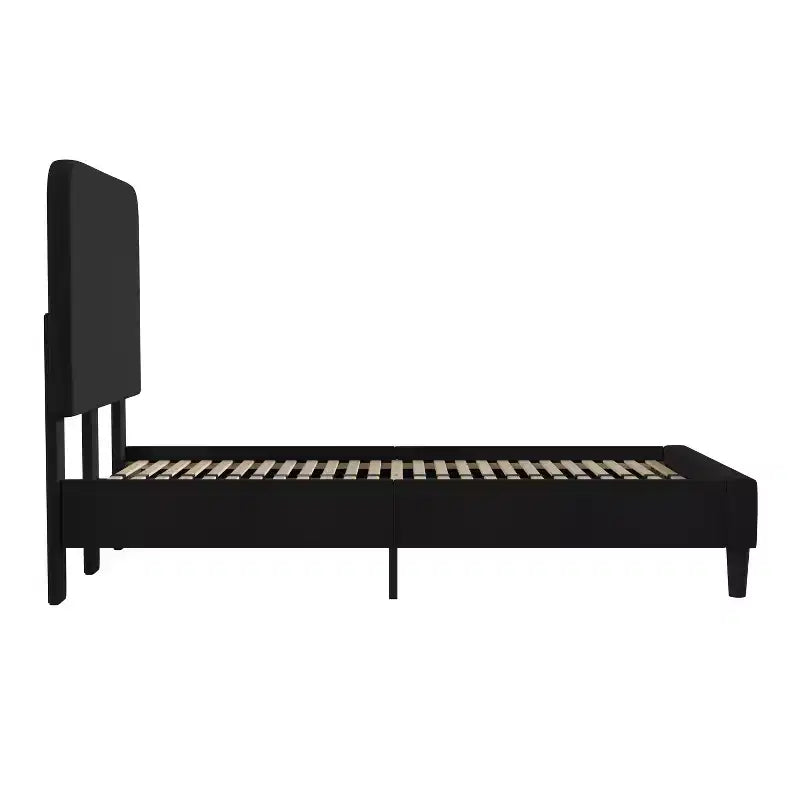 Merrick Lane Platform Bed with Headboard - Upholstered Frame - 14 Wooden Slats - No Box Spring Required
