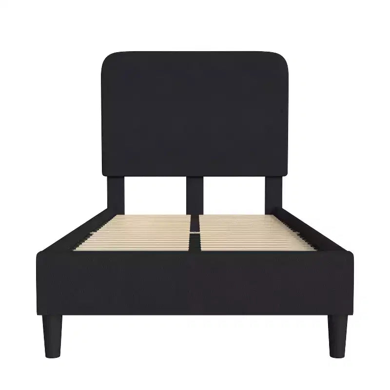 Merrick Lane Platform Bed with Headboard - Upholstered Frame - 14 Wooden Slats - No Box Spring Required