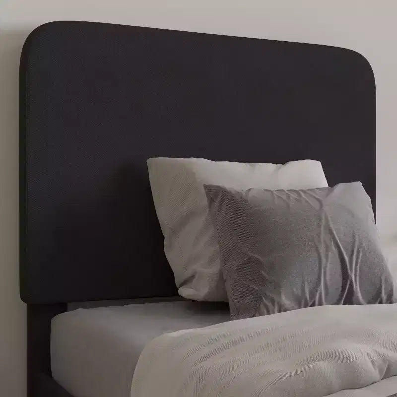 Merrick Lane Platform Bed with Headboard - Upholstered Frame - 14 Wooden Slats - No Box Spring Required