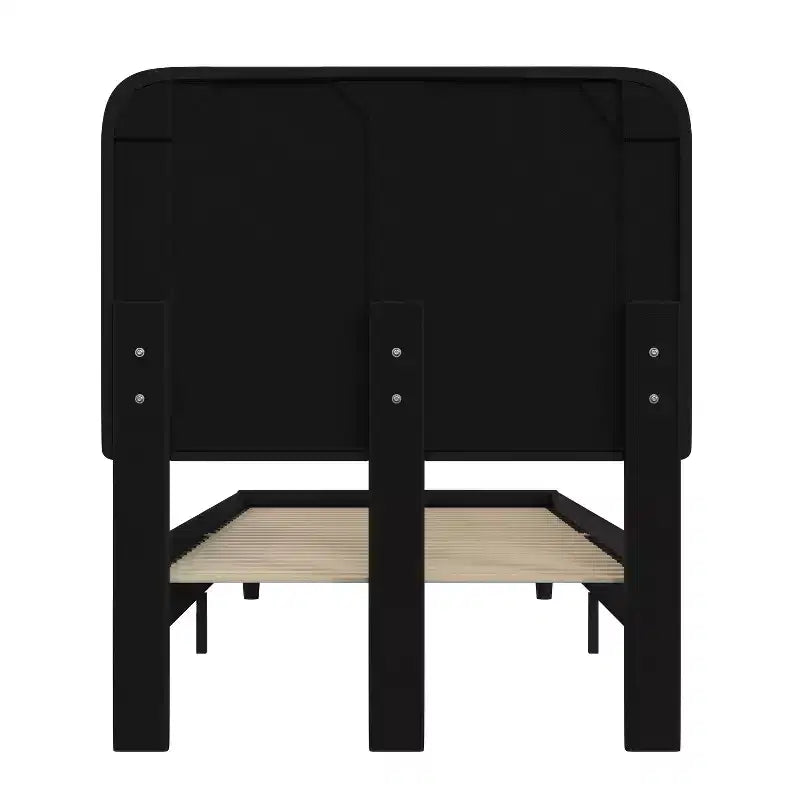 Merrick Lane Platform Bed with Headboard - Upholstered Frame - 14 Wooden Slats - No Box Spring Required