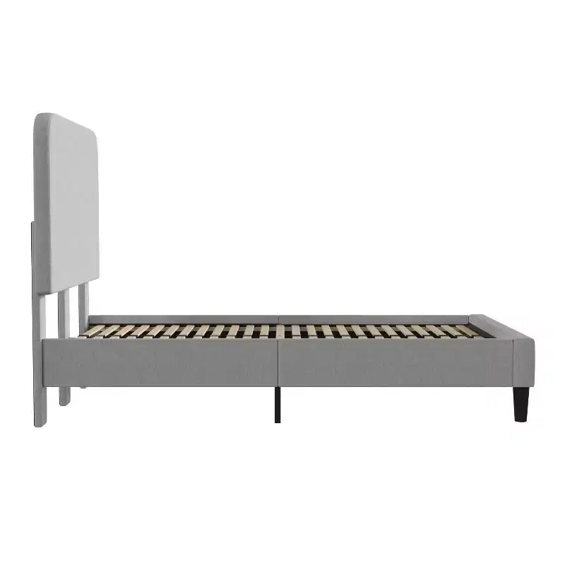 Merrick Lane Platform Bed with Headboard - Upholstered Frame - 14 Wooden Slats - No Box Spring Required