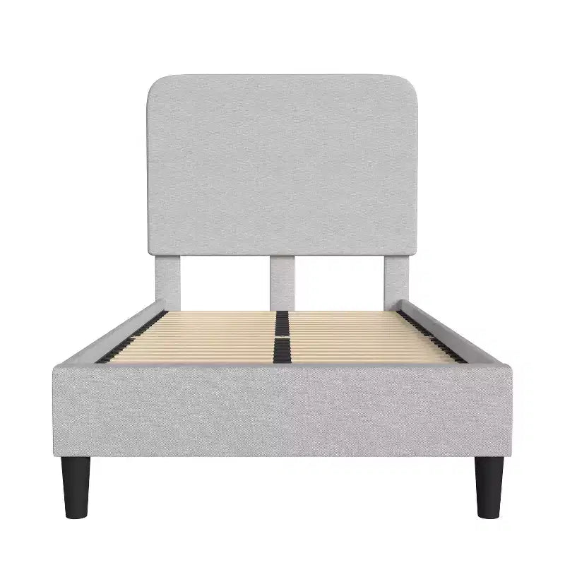 Merrick Lane Platform Bed with Headboard - Upholstered Frame - 14 Wooden Slats - No Box Spring Required