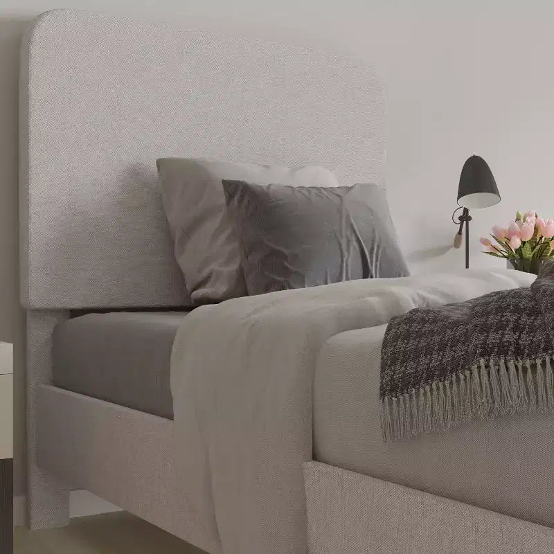 Merrick Lane Platform Bed with Headboard - Upholstered Frame - 14 Wooden Slats - No Box Spring Required