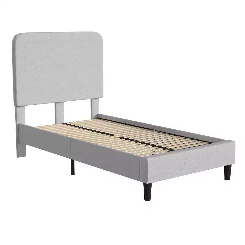 Merrick Lane Platform Bed with Headboard - Upholstered Frame - 14 Wooden Slats - No Box Spring Required