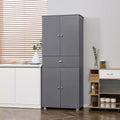 HOMCOM 72 Freestanding Kitchen Pantry Cabinet with 2 Large Double Door Cabinets and 1 Center Drawer, gray