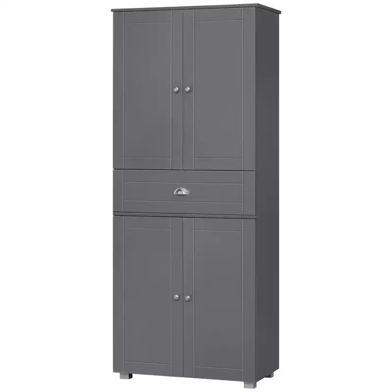 HOMCOM 72 Freestanding Kitchen Pantry Cabinet with 2 Large Double Door Cabinets and 1 Center Drawer, gray