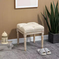 HOMCOM 15.75 Vintage Ottoman, Tufted Foot Stool with Upholstered Seat, Rustic Wood Legs for Bedroom, Living Room