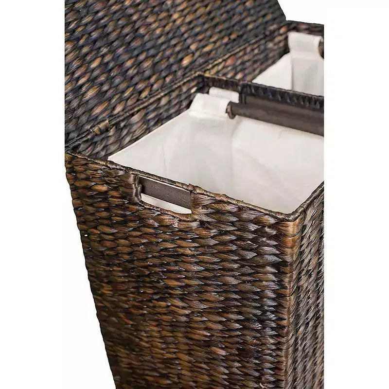 BirdRock Home Double Laundry Hamper with Lid and Divided Interior