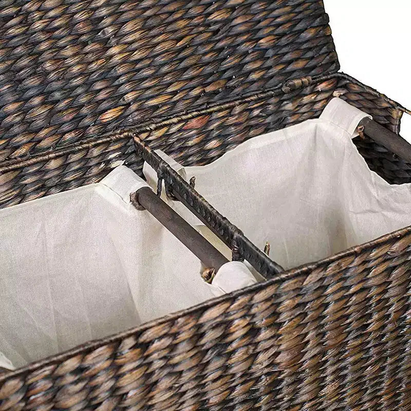 BirdRock Home Double Laundry Hamper with Lid and Divided Interior
