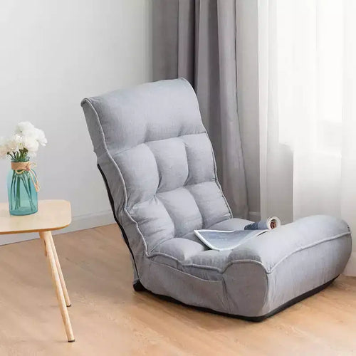 Costway 4-Position Floor Chair Folding Lazy Sofa w/Adjustable Backrest& Headrest Gray