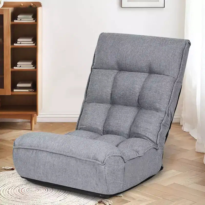 Costway 4-Position Floor Chair Folding Lazy Sofa w/Adjustable Backrest& Headrest Gray