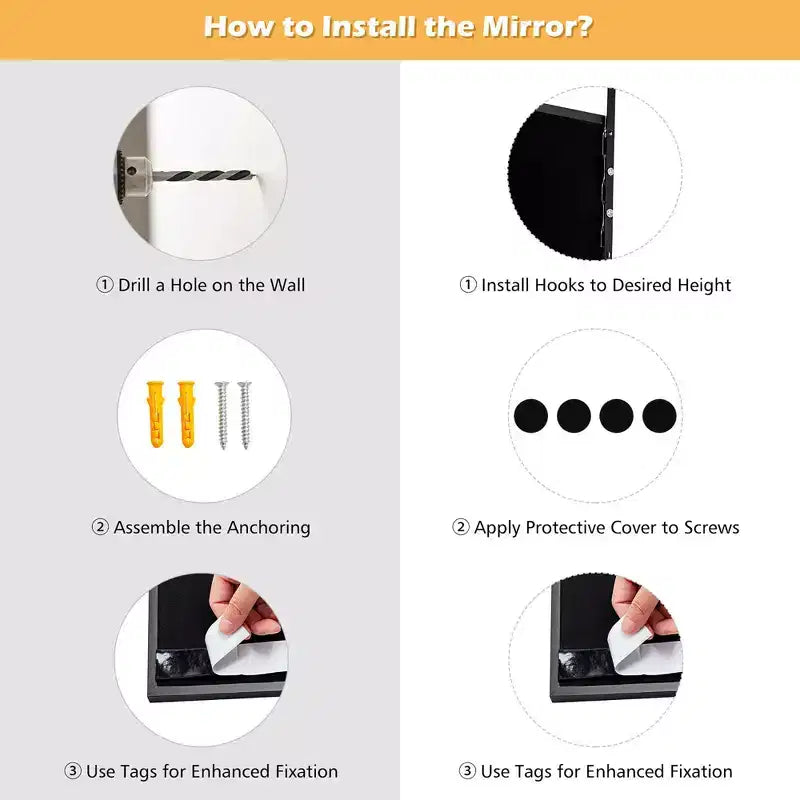 Costway Door Wall Mounted Mirror Full Length Hanging Mirror Bedroom Bathroom Coffee\Black