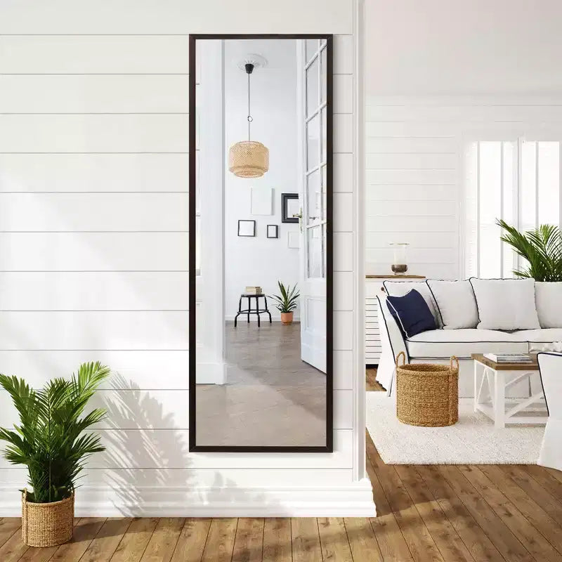 Costway Door Wall Mounted Mirror Full Length Hanging Mirror Bedroom Bathroom Coffee\Black