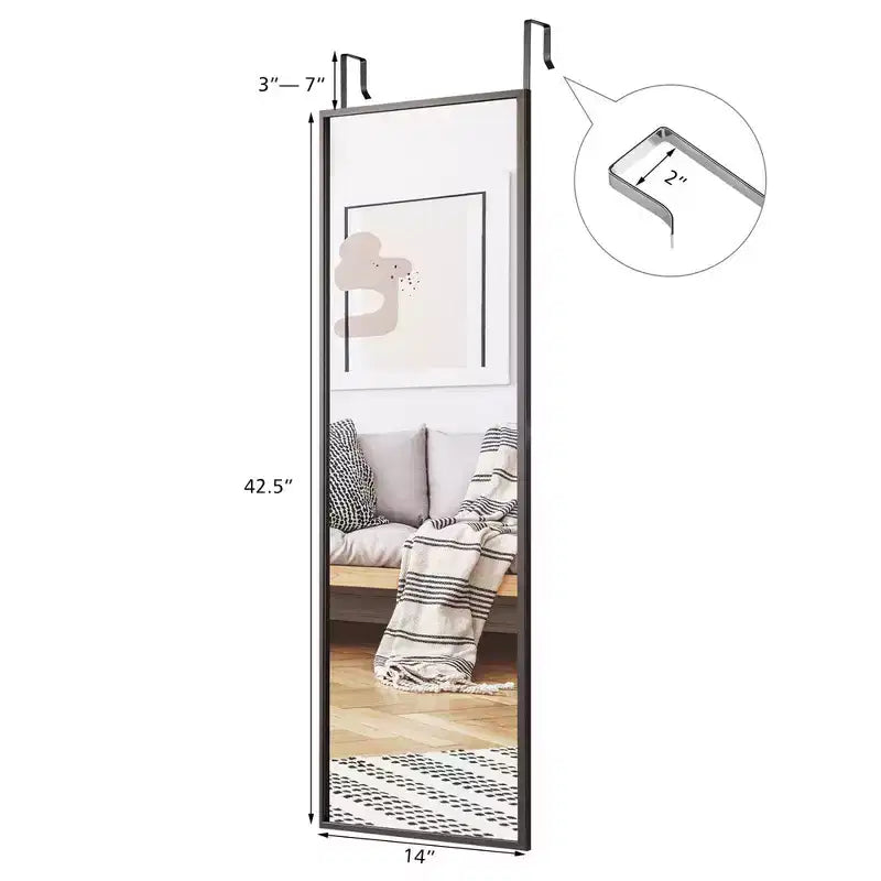 Costway Door Wall Mounted Mirror Full Length Hanging Mirror Bedroom Bathroom Coffee\Black