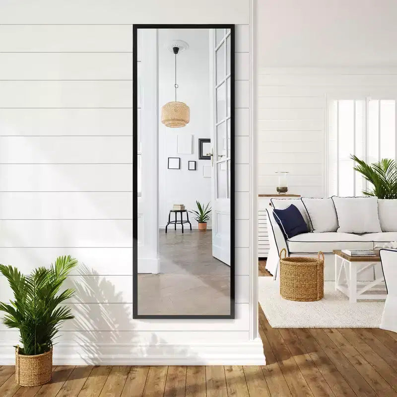Costway Door Wall Mounted Mirror Full Length Hanging Mirror Bedroom Bathroom Coffee\Black