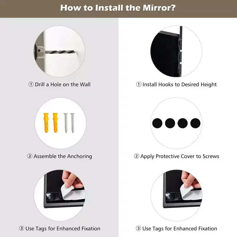 Costway Door Wall Mounted Mirror Full Length Hanging Mirror Bedroom Bathroom Coffee\Black