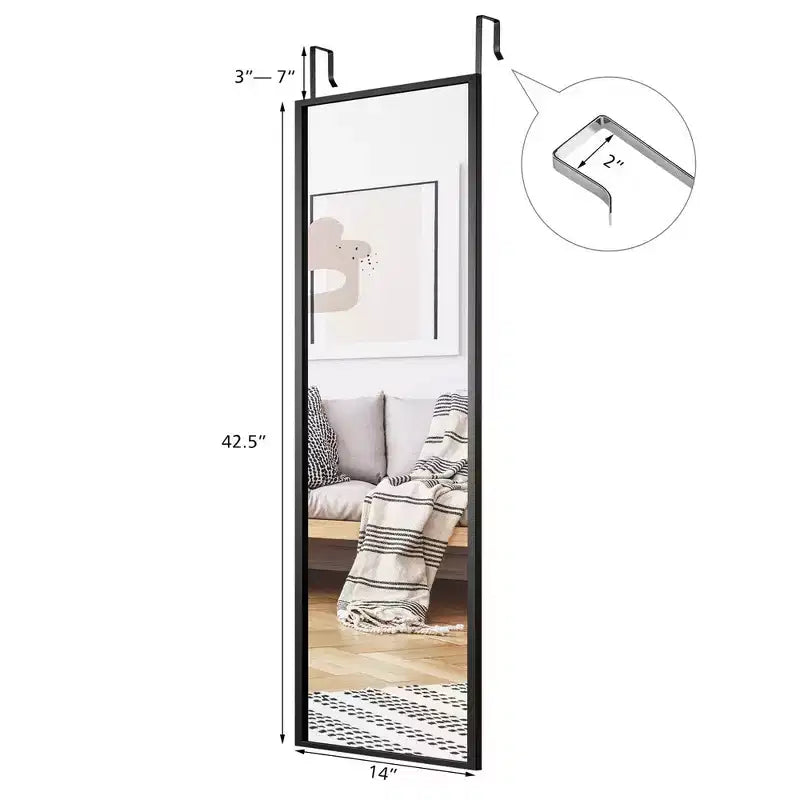 Costway Door Wall Mounted Mirror Full Length Hanging Mirror Bedroom Bathroom Coffee\Black